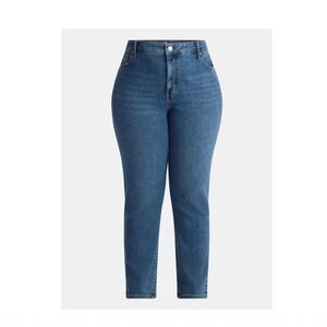 Plus Size‎ Light Celeste Denim Straight Leg Jeans Women's Cropped Casual